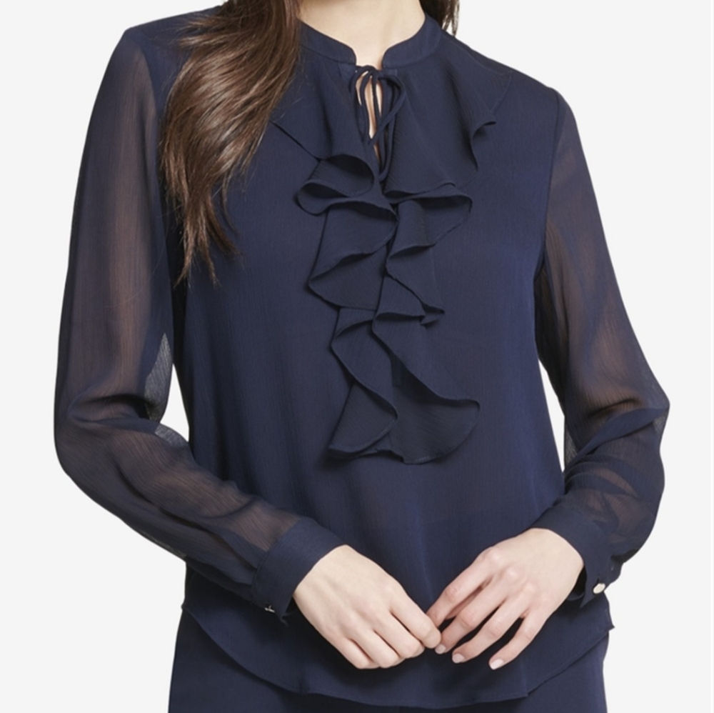 NWT! Ruffled Tie-Neck Blouse by Tommy Hilfiger